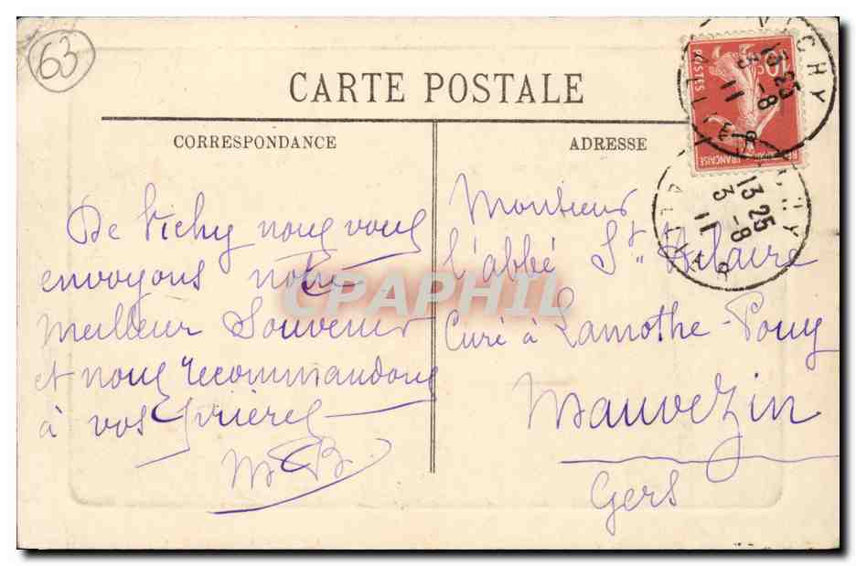 CPA L'Auvergne Types d'Auvergne Paysannes auvergnates (folklore coiffe costume) — Verso