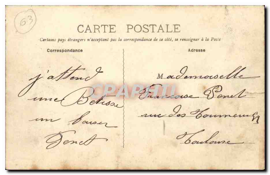 CPA La bourre d'Auvergne Presentation des dames (folklore coiffe costume) — Verso