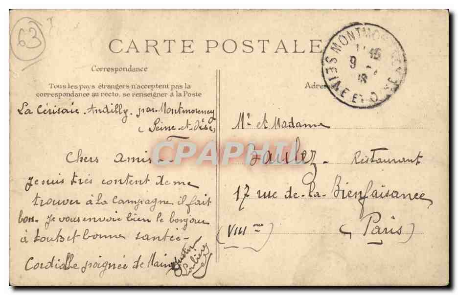 CPA L'Auvergne Joueur de vieille (folklore coiffe costume musique) — Verso