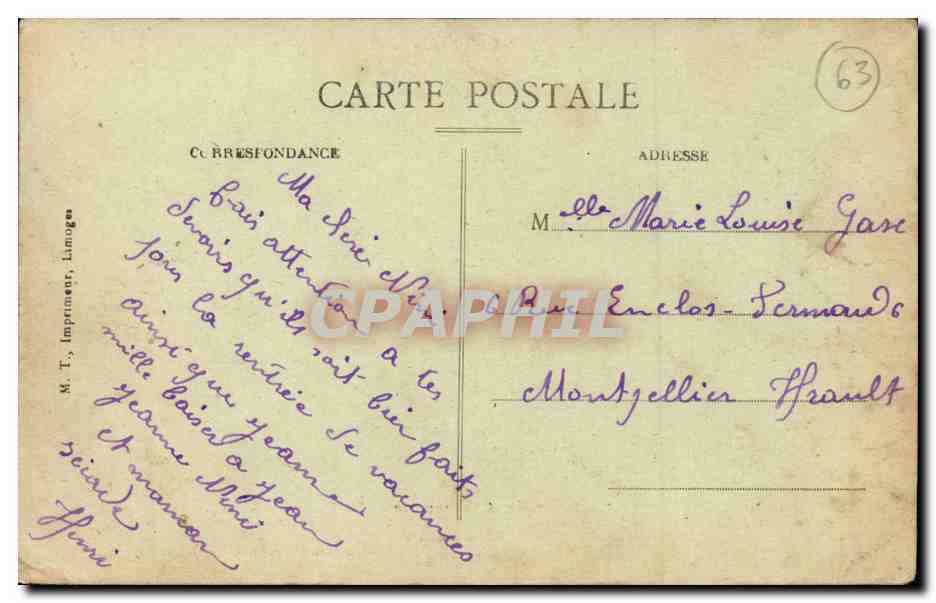 CPA Notre Auvergne La bourree (folklore coiffe costume) — Verso