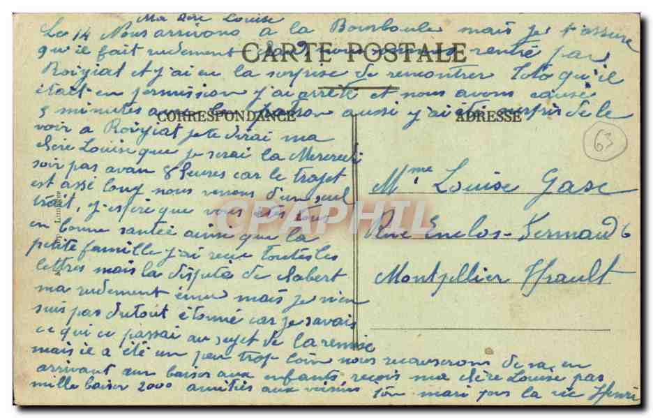 CPA Auvergne Bourree enfantine Mille bons souhaits (folklore coiffe costume accordeon) — Verso