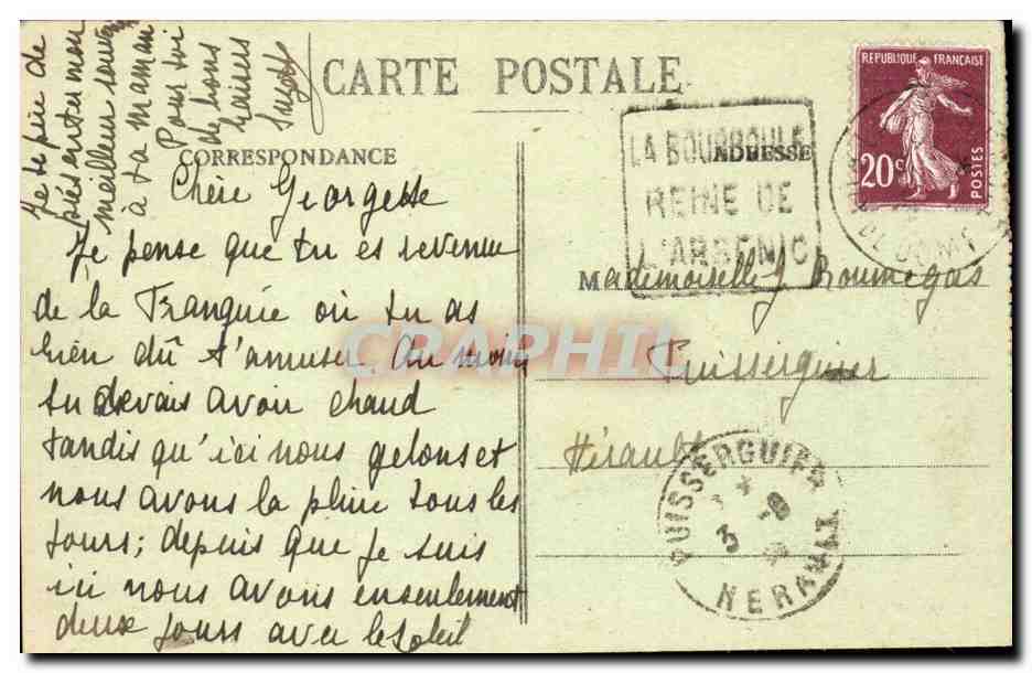 CPA Auvergne Berger Auvergnat (folklore coiffe costume vaches) — Verso