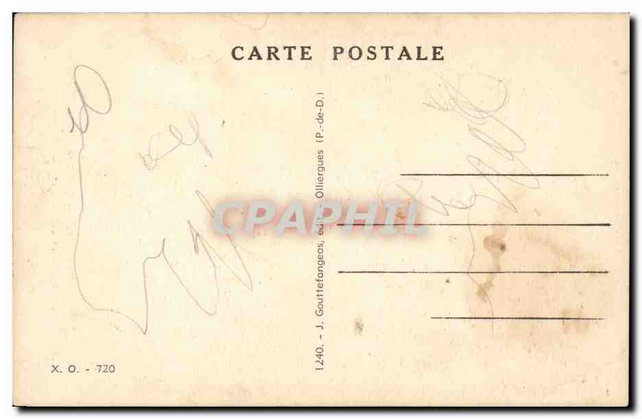 CPA Auvergne Un mariage Las fouait Petchai d'avant lu Raipens (folklore coiffe costume) — Verso