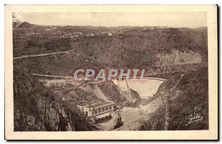 CPA Barrage et usine hydro electrique de MAreges Vue d'ensemble prise de l'aval