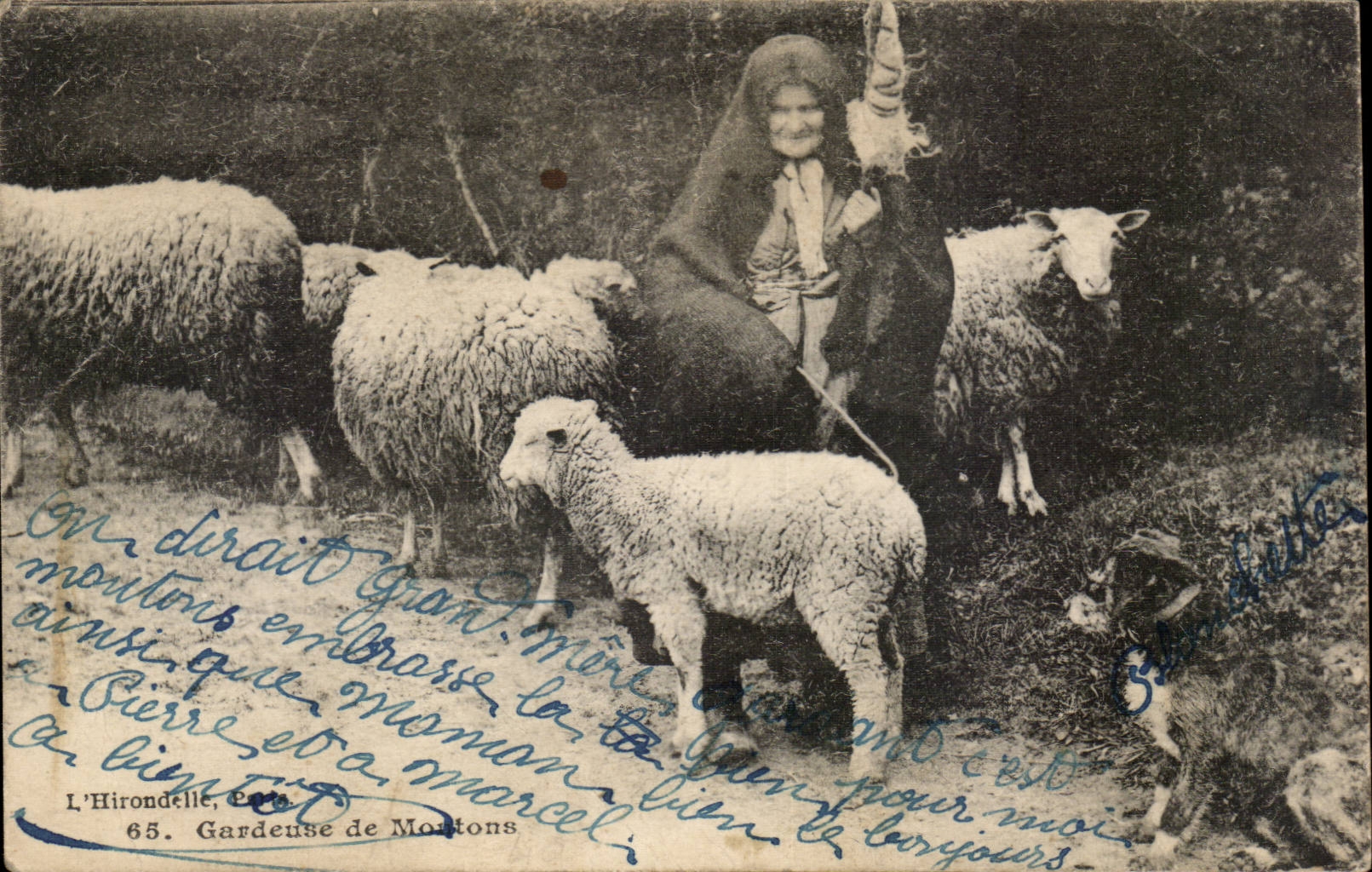 CPA Auvergne Gardeuse de moutons (folklore coiffe costume)