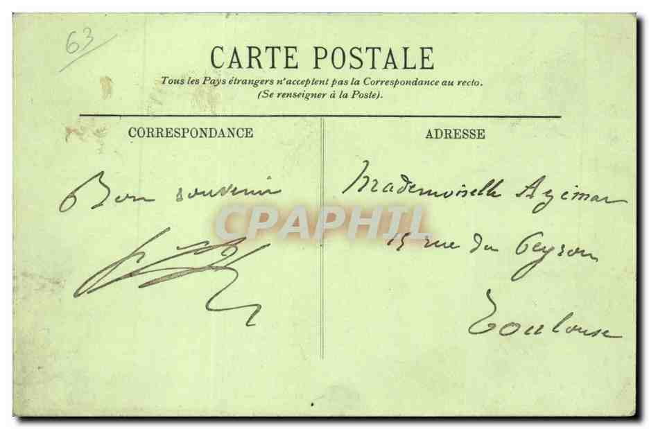 Types d'Auvergne CPA La bourree 3eme figure vis a vis (folklore costume) — Verso