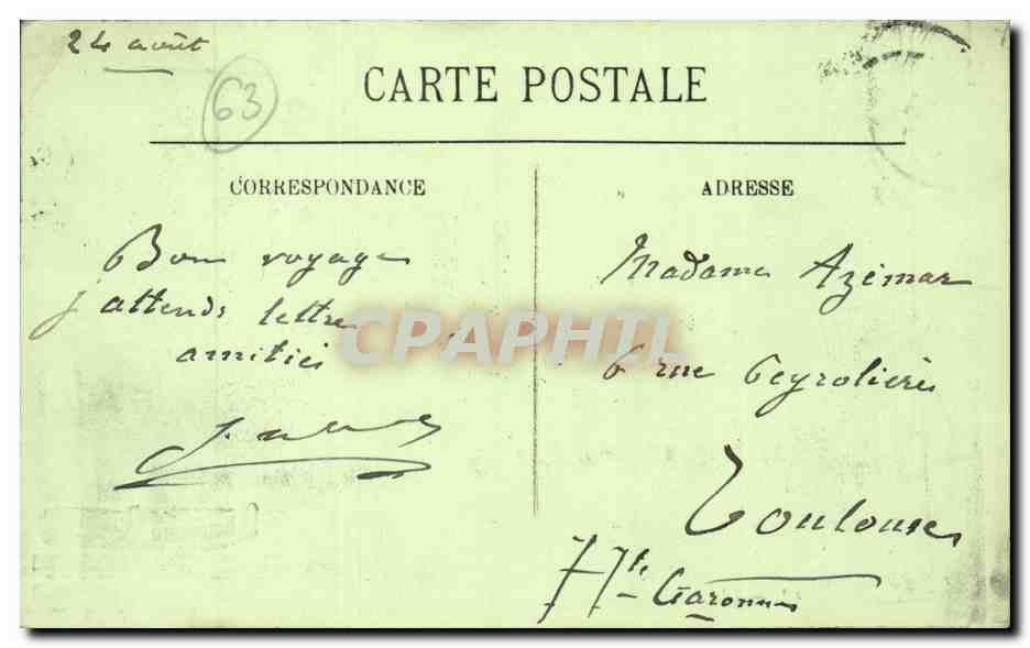 Types d'Auvergne CPA La bourree (folklore costume) — Verso