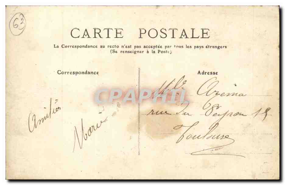 Types d'Auvergne CPA Attelage Auvergnat (folklore costume boeufs) — Verso