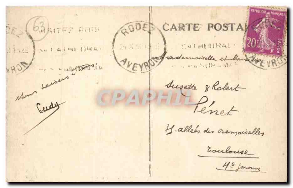 Auvergne CPA Vis a vis (folklore costume) — Verso