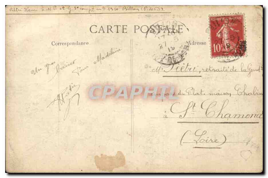 Notre Auvergne CPA La bourree (folklore costume danse) — Verso