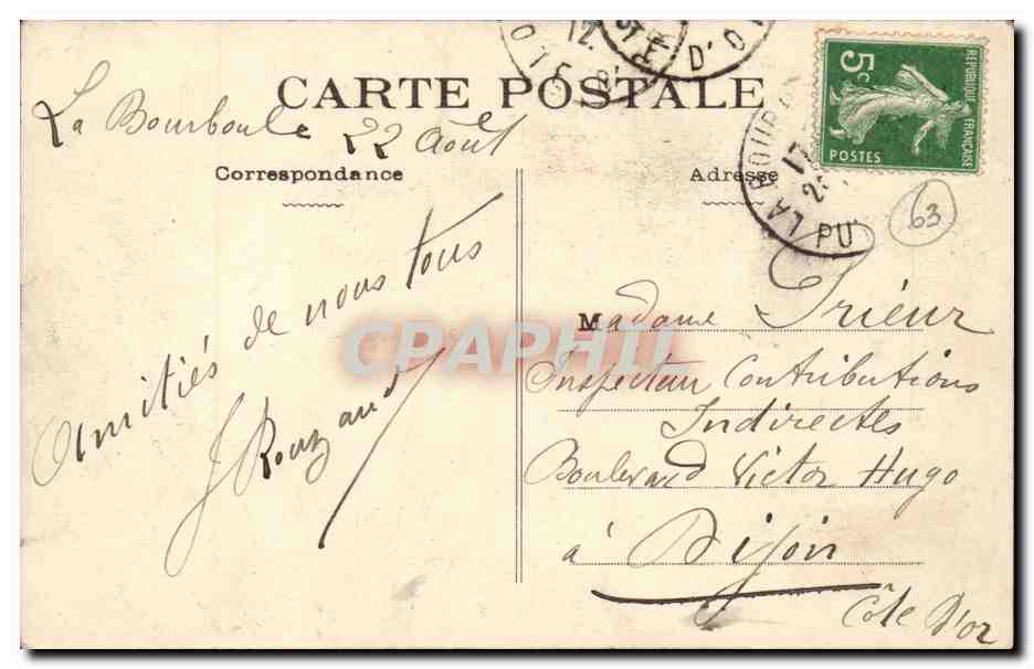 Nostre Ouvergne CPA Pas si vite l'ami On demande avant la permission (folklore costume chasseur) — Verso