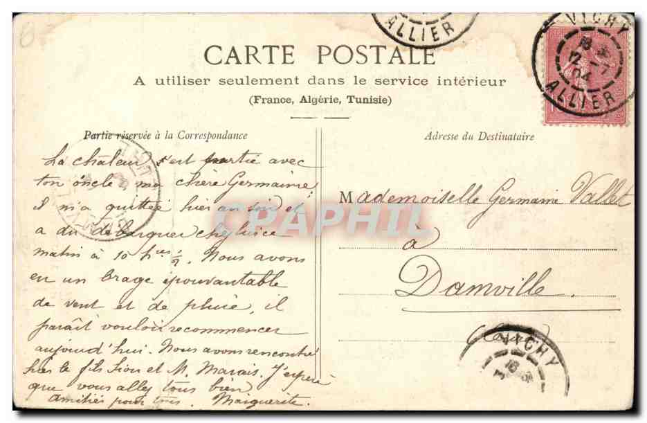 Auvergne CPA Costume montagnard (folklore costume) — Verso