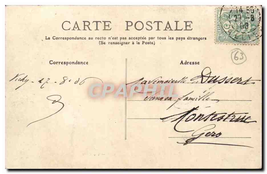 Auvergne CPA La bourre (folklore costume) — Verso