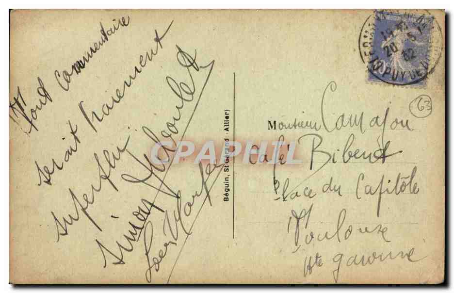 Auvergne CPA Enfants et chevre (folklore costume goat) — Verso