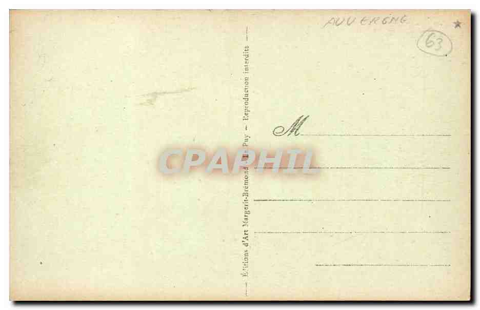 Auvergne CPA La bourree (danse folklore costume) — Verso