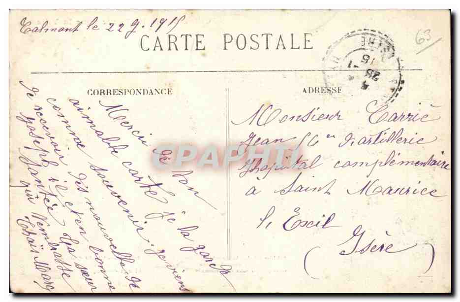 Auvergne CPA En route pour la ville (folklore costume cheval horse) — Verso