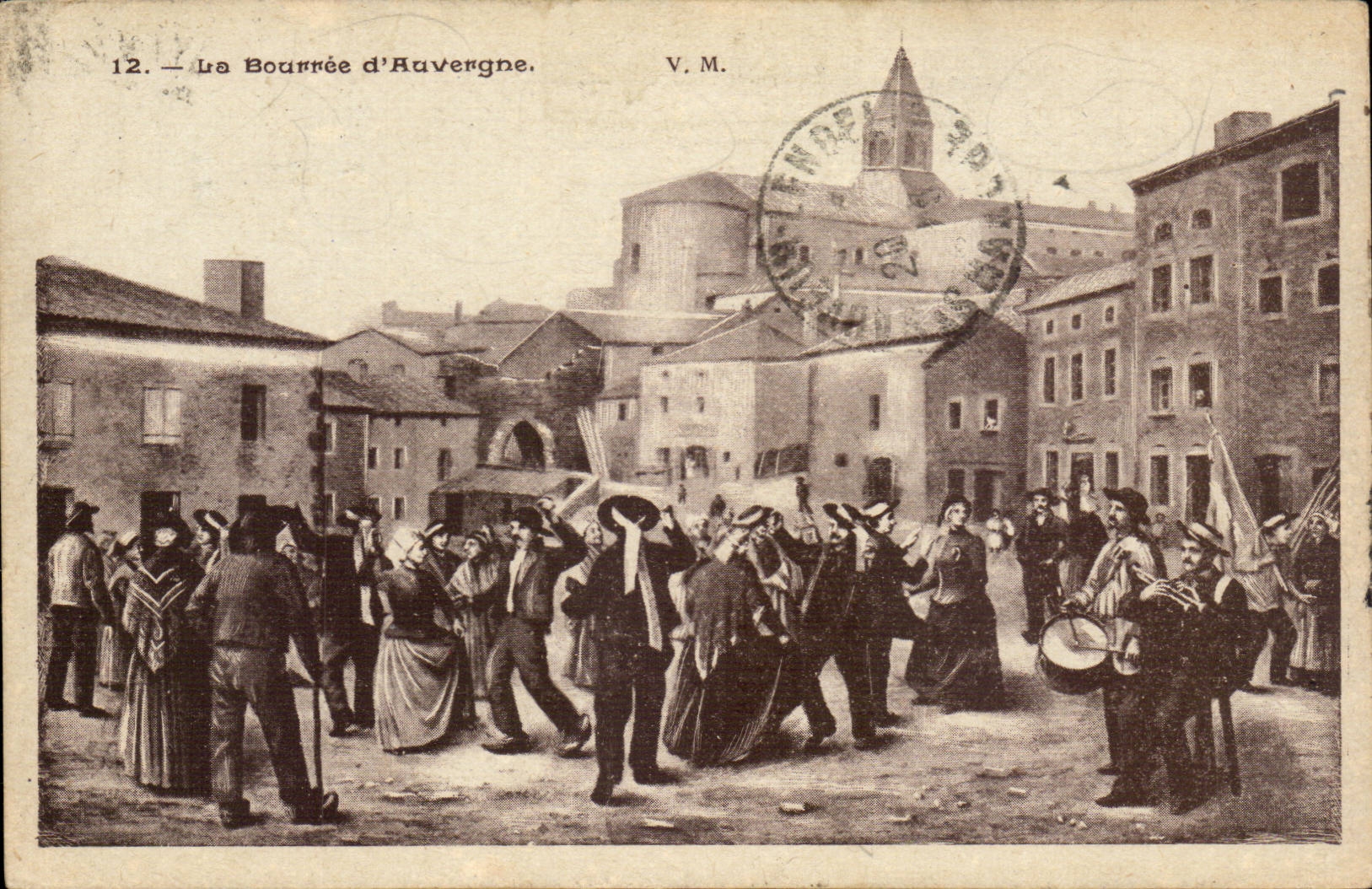 Auvergne CPA La bourree d'auvergne (folklore costume danse)