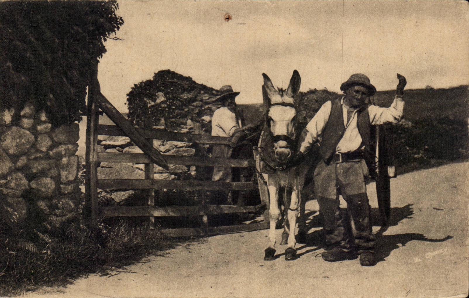 Auvergne CPA Encore une automobile no v ai plus qu'cha (folklore costume ane donkey)