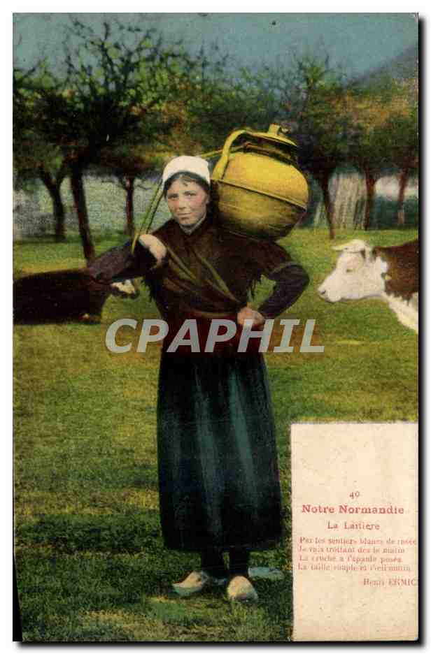 La Normandie pittoresque CPA La laitiere (folklore costume)