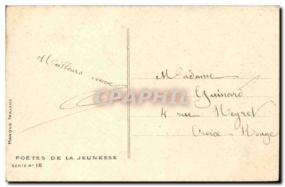 CPA Fantaisie Femme Bonne annee Sous votre aimable tete Andre Chenier Aussol Poetes de la jeunesse — Rückseite