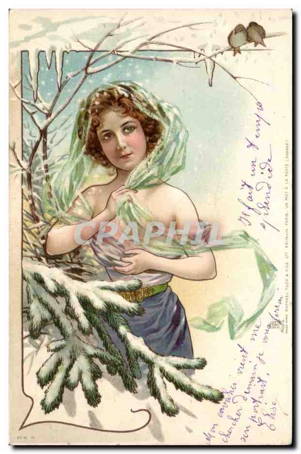 Jeune femme dans la neige — éditeur Brigitte, n° 87.31
