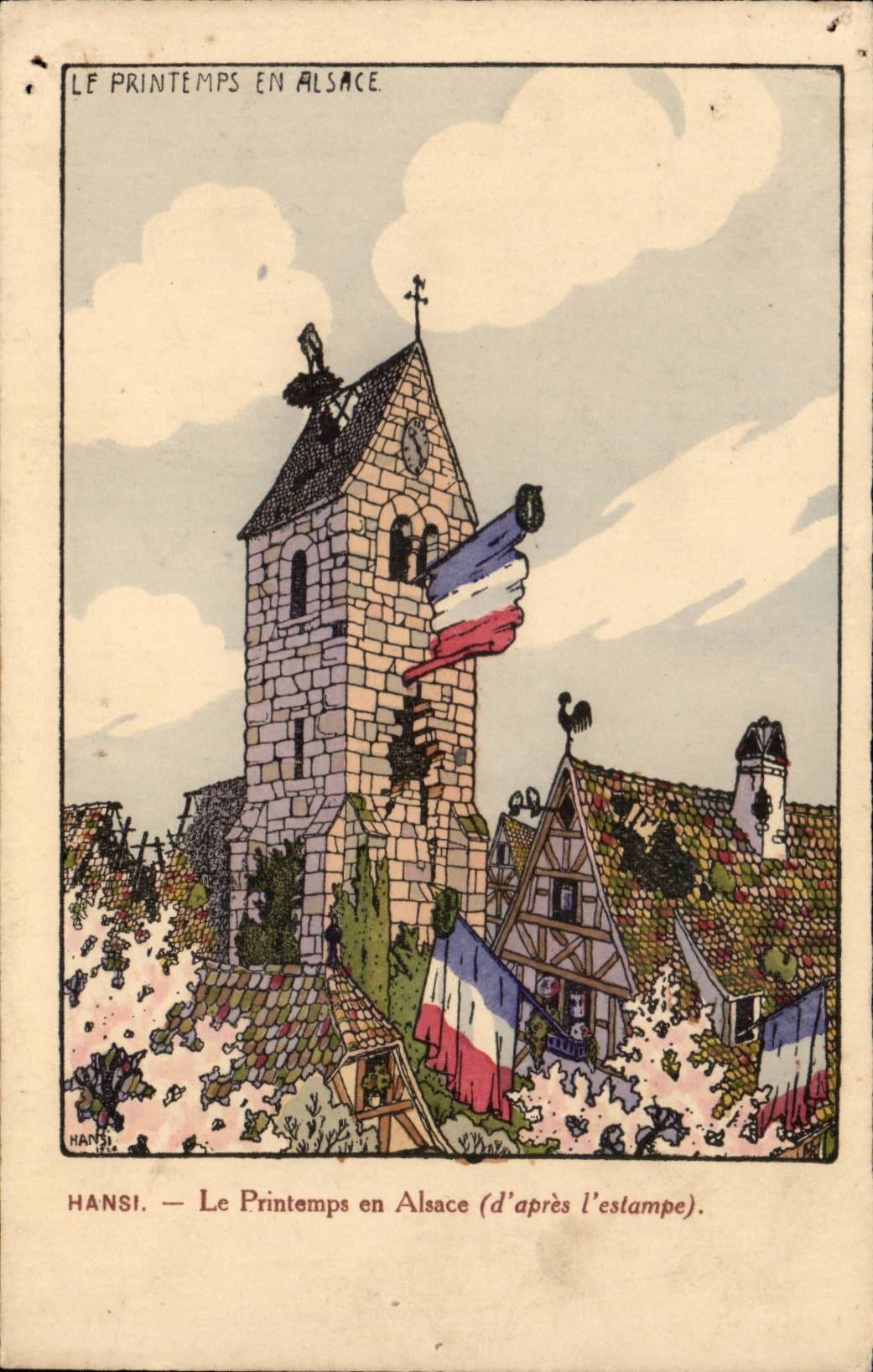 CPA Fantaisie Illustrateur Hansi Le printemps en Alsace 