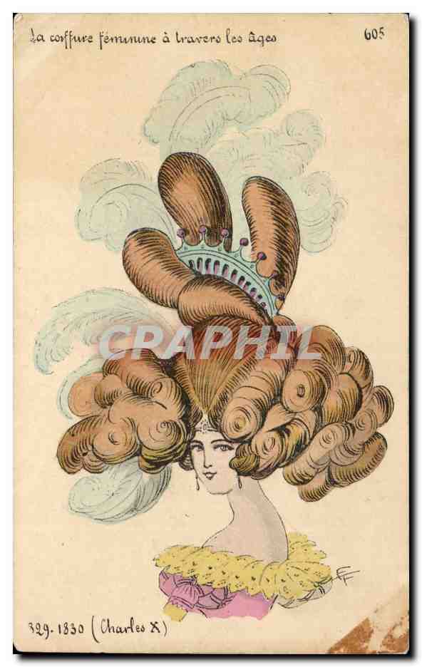 CPA Fantaisie Femme La coiffure a travers les ages 1829 1830 (Charles X)