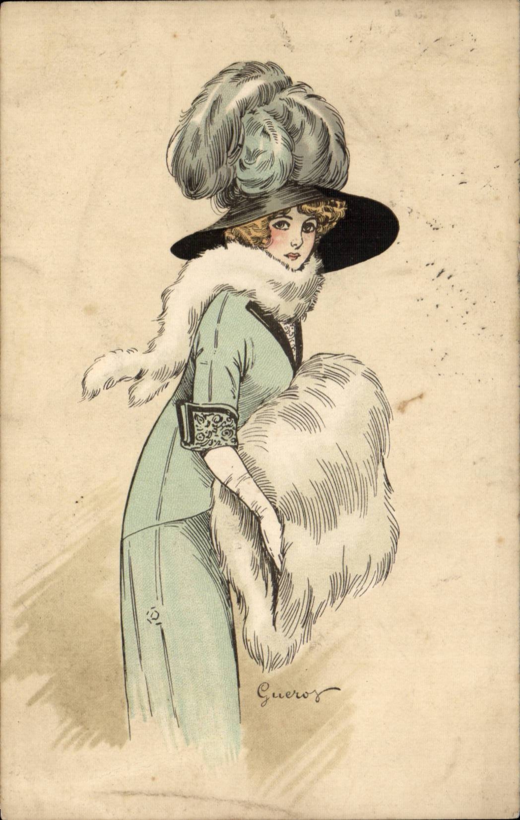 Donna con mantello e cappello con piume — Guerros — n°2