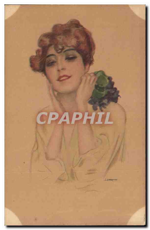 Jeune femme avec grappe de raisin — illustration artistique — Imprimerie Stampa Milano