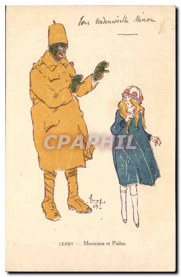 CPA Fantaisie Enfant Illustrateur Leroy Marraines et poilus (militaria)