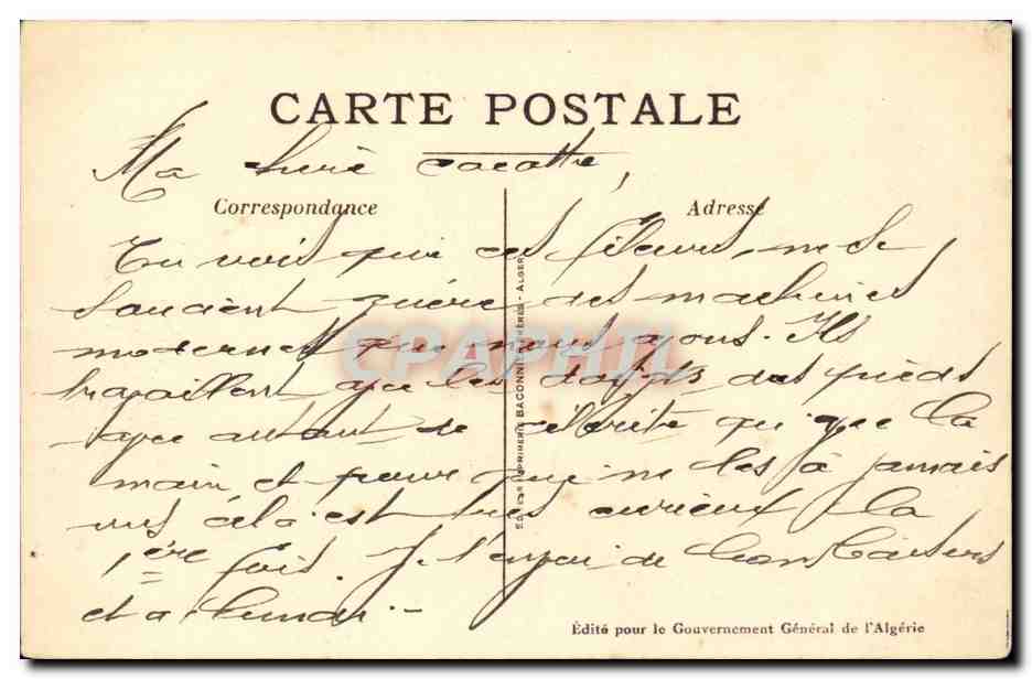 CPA Fantaisie Illustrateur Fileurs Scenes et types algeriens — Verso