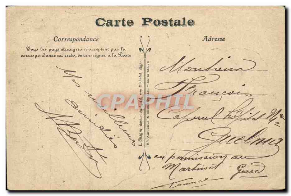 CPA Fantaisie annee bono ! (negro Afrique du Nord illustrateur) — Verso
