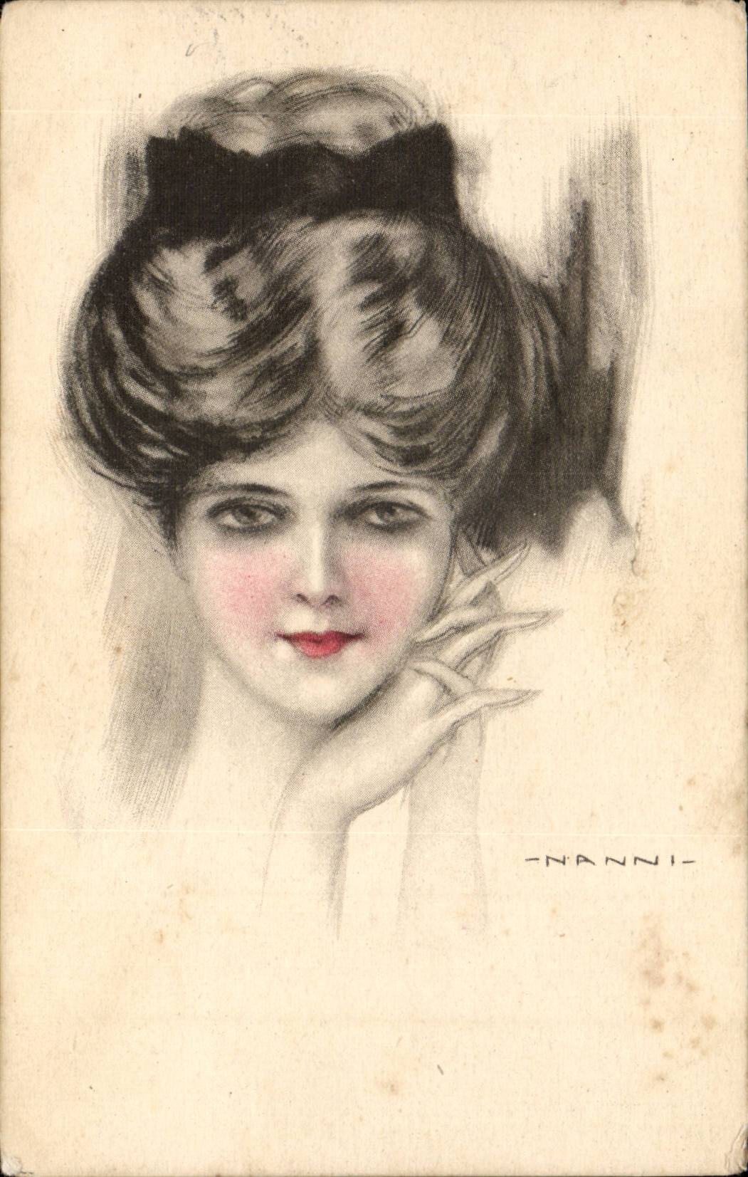 Ritratto di una donna — stile Art Nouveau — editore NANNI, serie 311-6