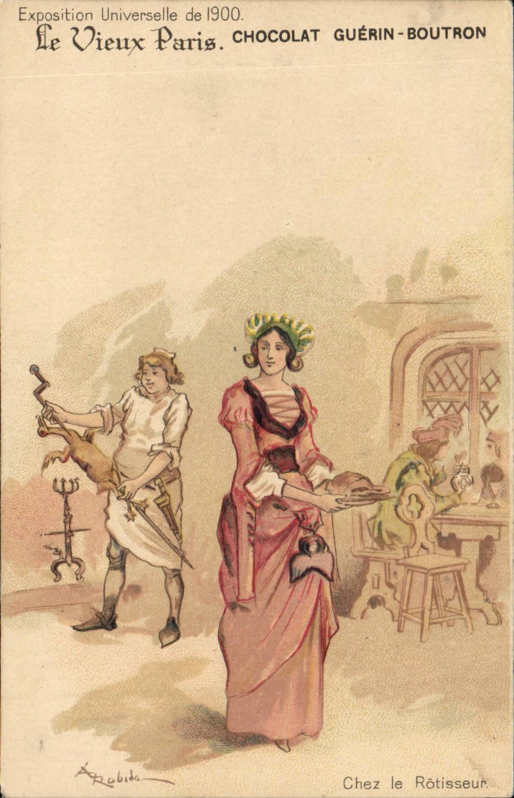 Fantaisie CPA Exposition universelle de 1900 Le vieux Paris Chez le rotisseur (folklore)
