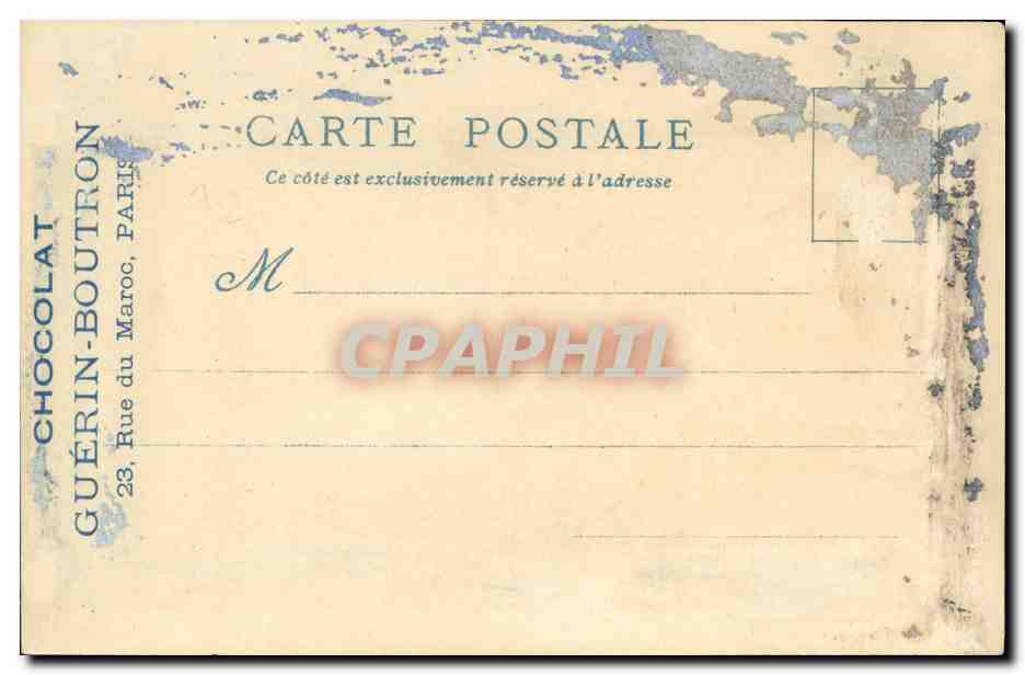 Marchands de la rue des Remparts — Exposition Universelle de 1900 — Chocolat Guérin-Boutron — Verso