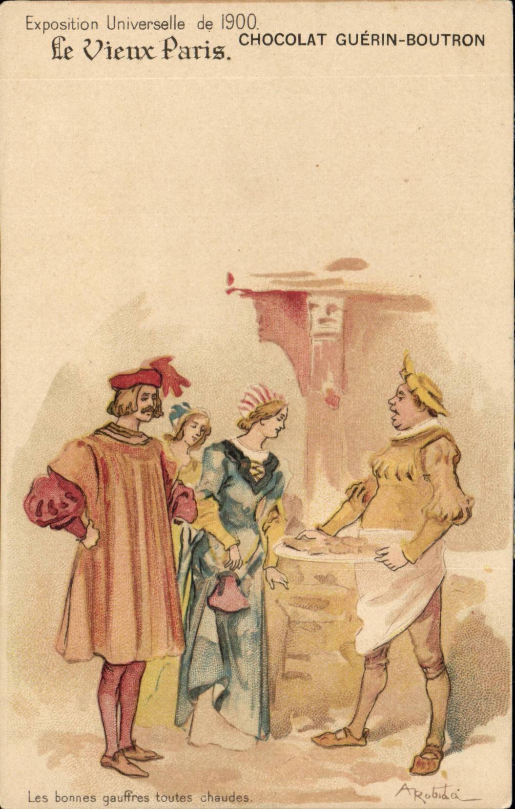 CPA Le Vieux Paris Exposition universelle de 1900 Chocolat Guerin Les bonnes gaufres toutes chaudes (patissier boulanger