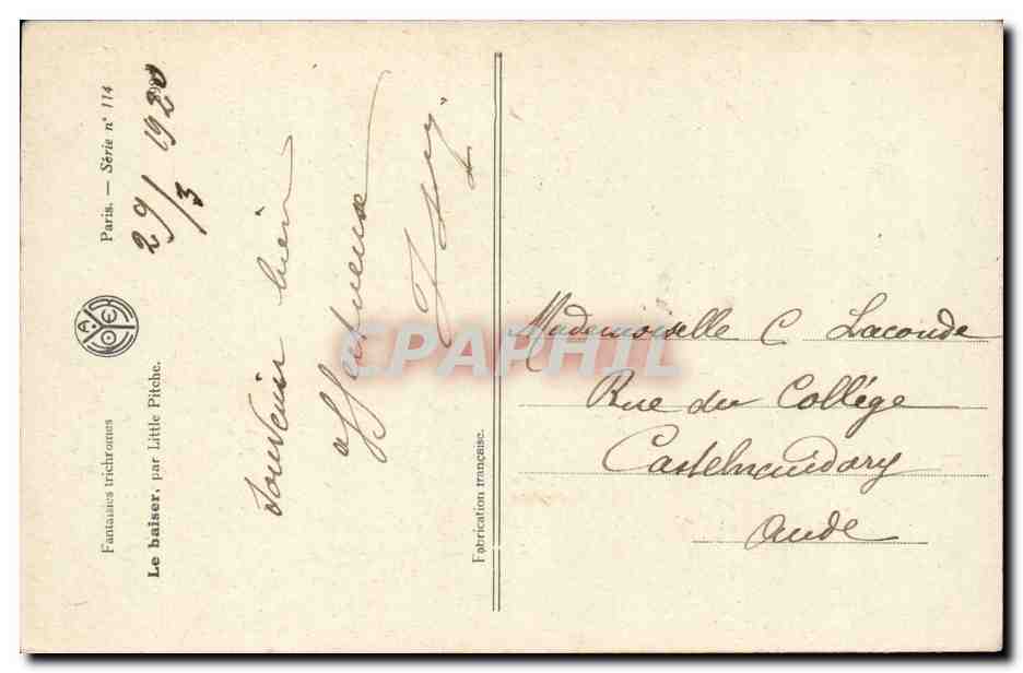 Le Baiser — Fantaisie trichromes — Little Atche — Verso