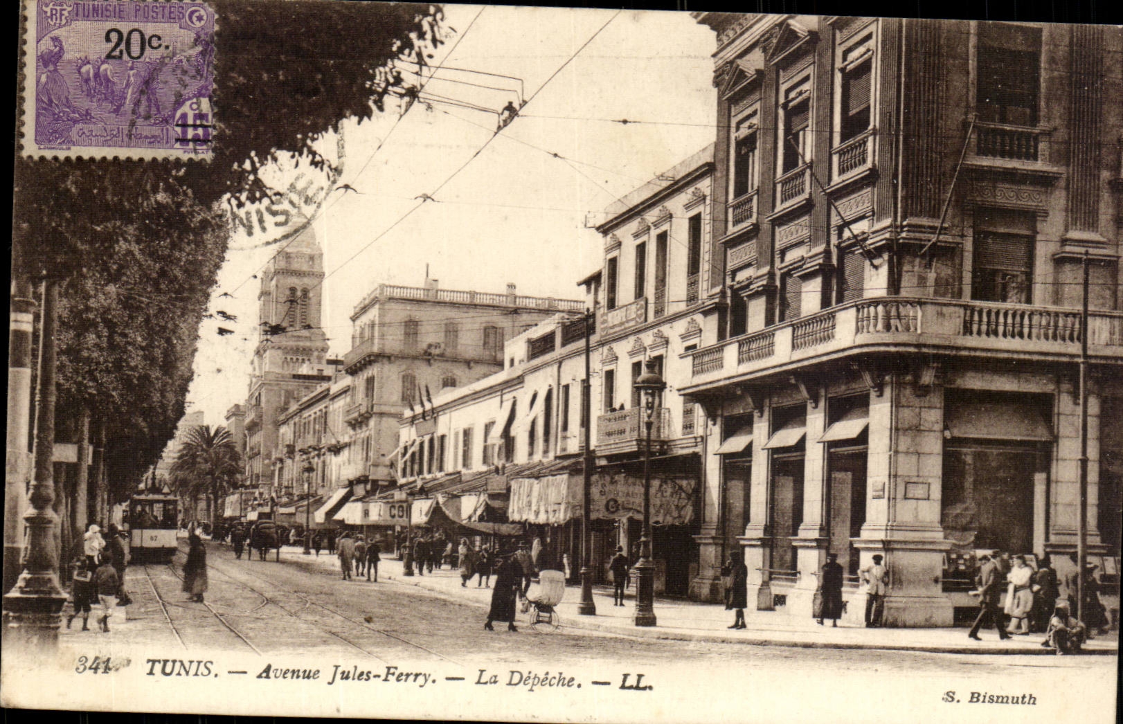 Tunisie Tunis CPA Avenue Jules Ferry La depeche