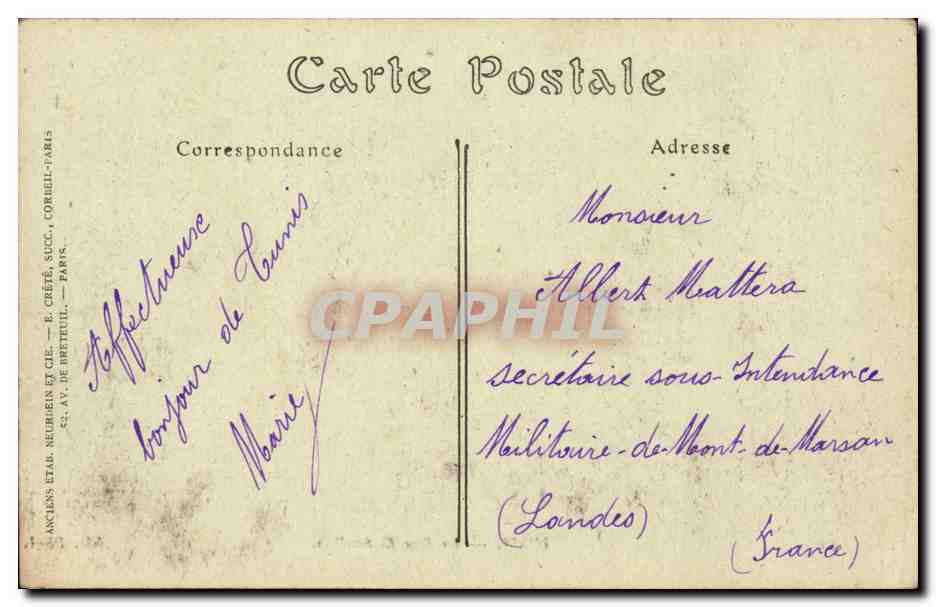 Tunisie Tunis CPA la rue Es Sadihia — Verso