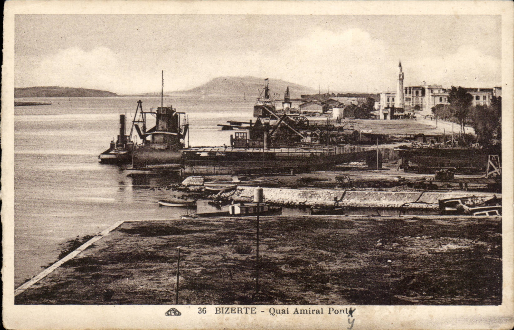 Tunisie CPA Bizerte Quai Amiral Pont