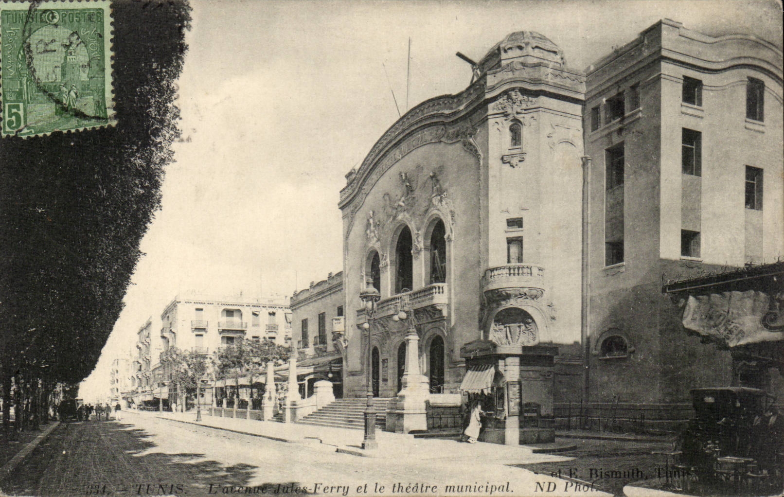 Tunisie CPA Tunis Jules Ferry et le theatre municipal