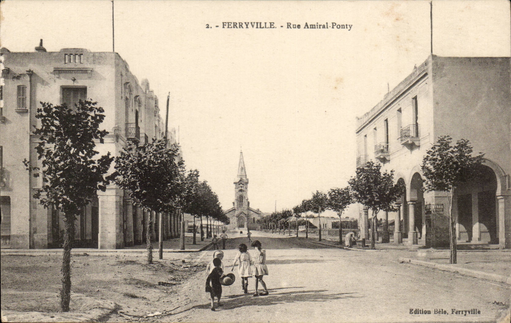 Tunisie CPA Ferryville Rue amiral Ponty