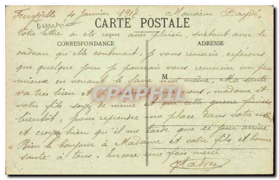 Tunisie CPA Ferryville Rue amiral Ponty — Verso