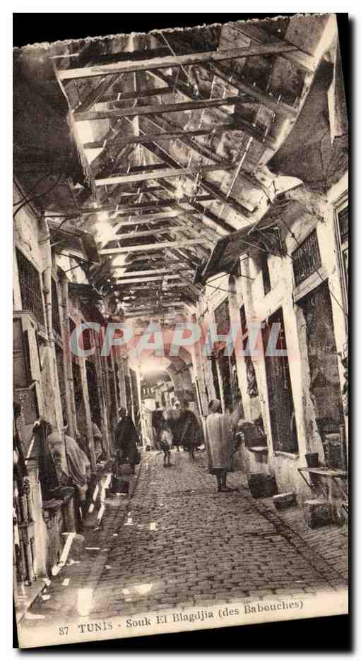 Tunisie Tunis CPA Souk El Blagdjia des Babouches 