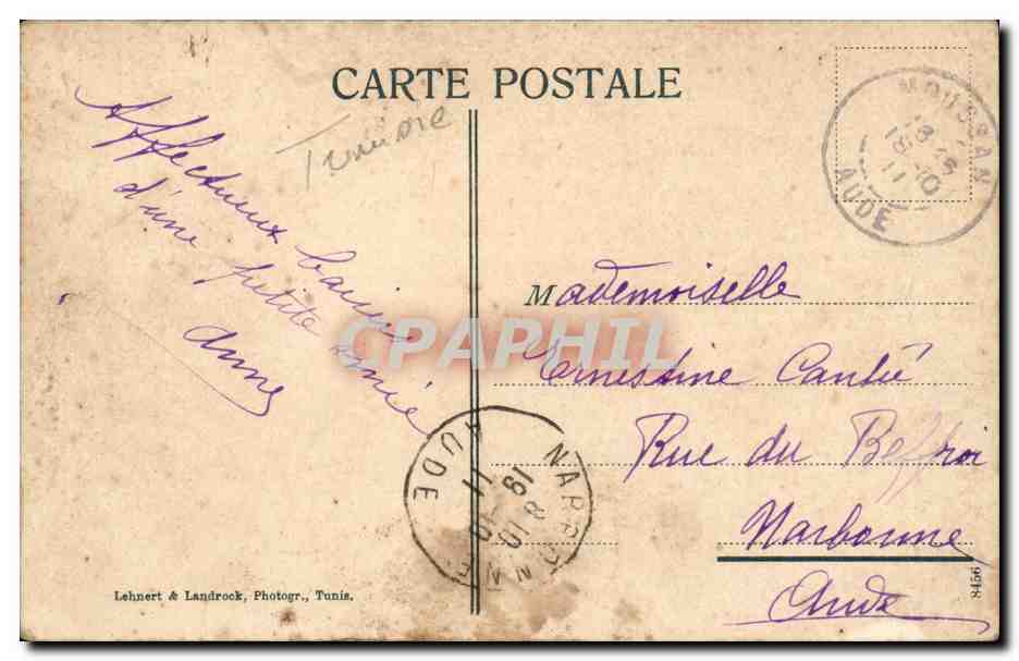 Tunisie Tunis CPA CAfe maure — Verso