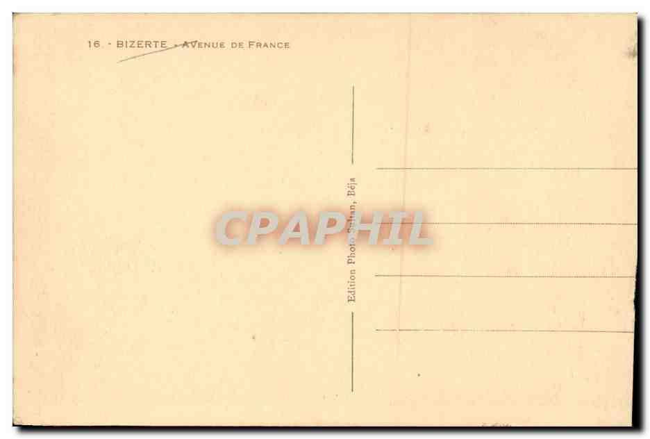 Tunisie CPA Bizerte Avenue de France — Verso