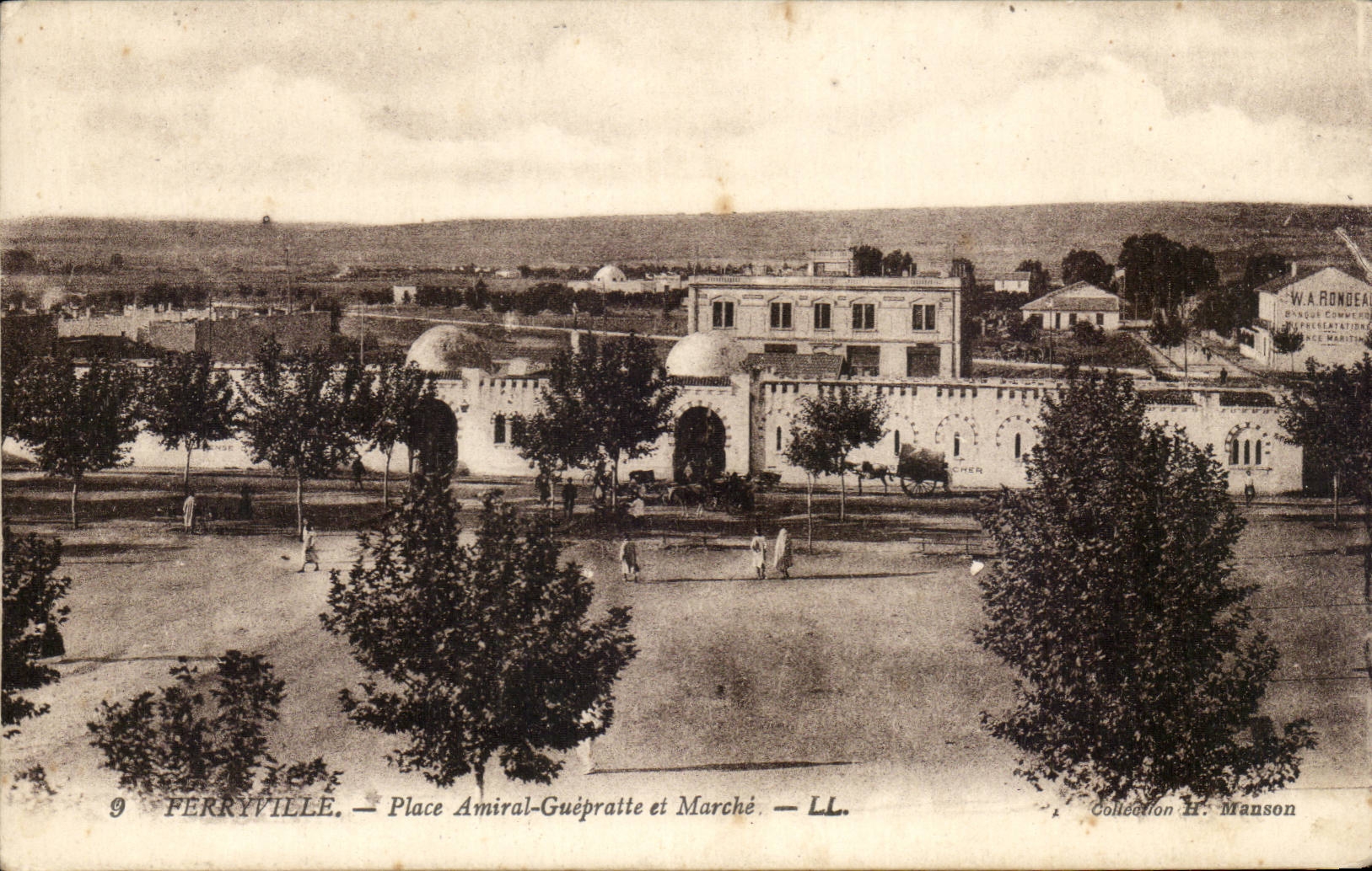 Tunisie CPA Ferryville Place Amiral Guepratte et marche