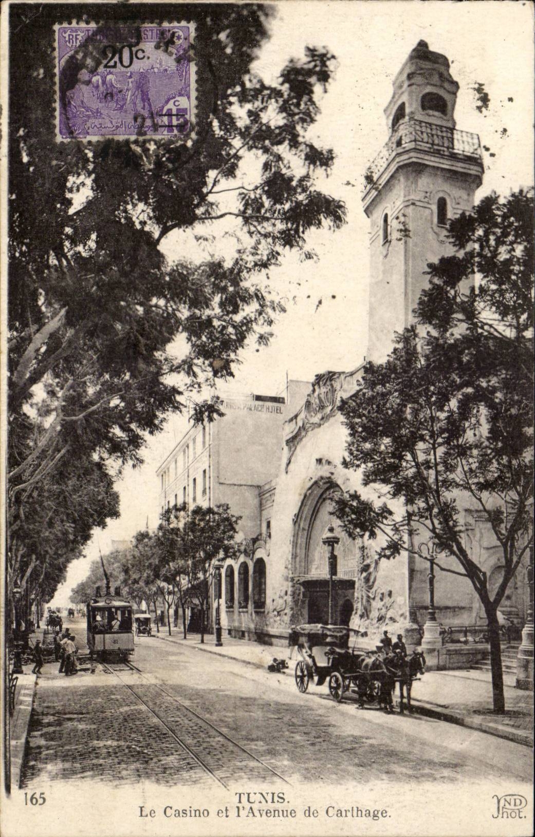 Tunisie CPA Tunis Le casino et l'avenue de CArthage