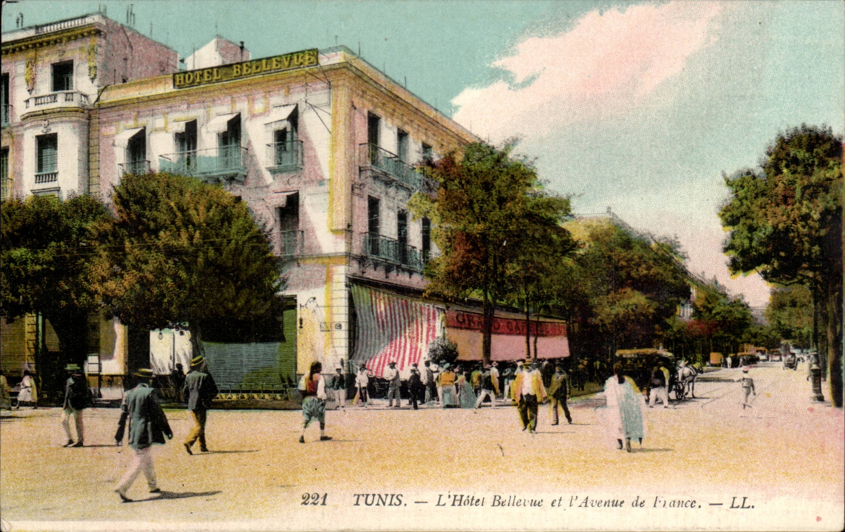 Tunisie CPA Tunis Hotel Bellevue et Avenue de France