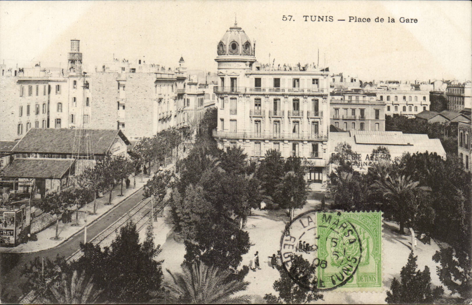 Tunisie CPA Tunis Place de la gare